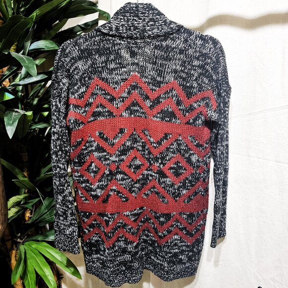 Forever 21 - Small - Black & Red Aztec Cardigan - Picture 2 of 3